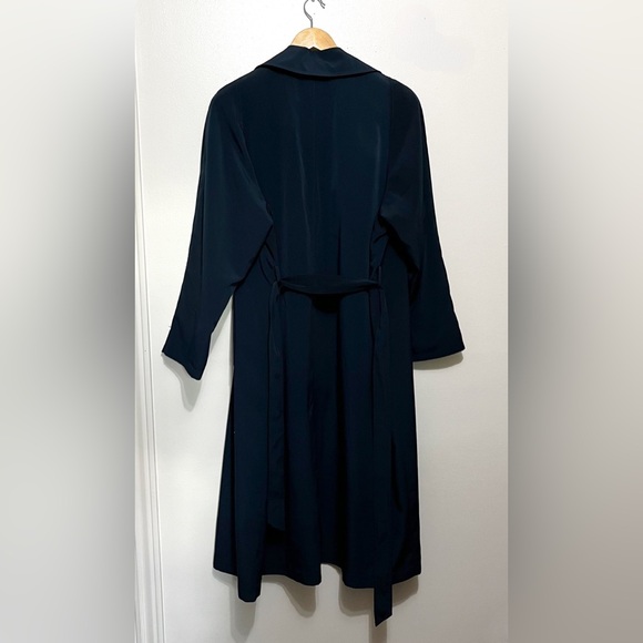 Classic Vintage Navy Blue Trench Coat or Overcoat by Sequence Size Women 13/14 - Picture 9 of 13